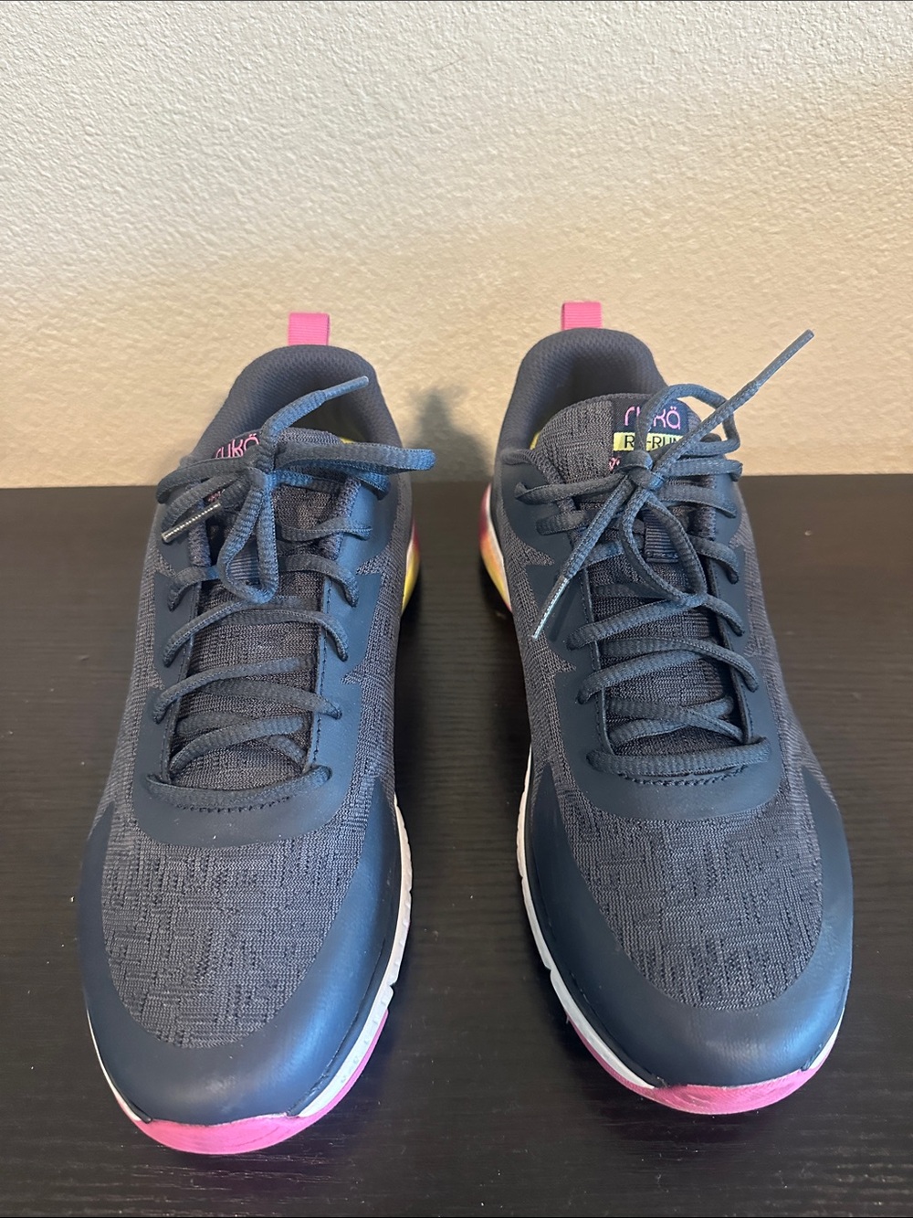Ryka wide 8.5 Navy Athletic Sneakers with Pink Accents